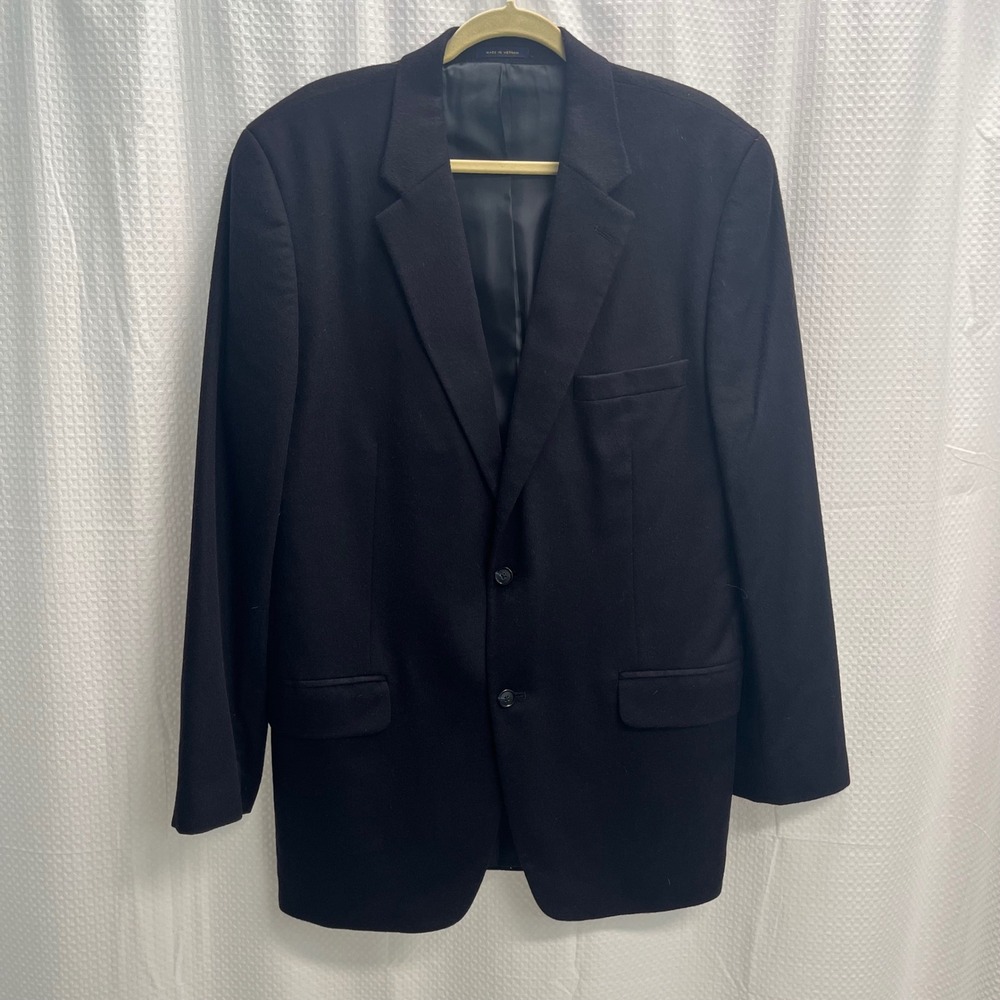 Club Room Mens 100% Cashmere Blazer Black 2-Button Sport Coat Jacket 44L